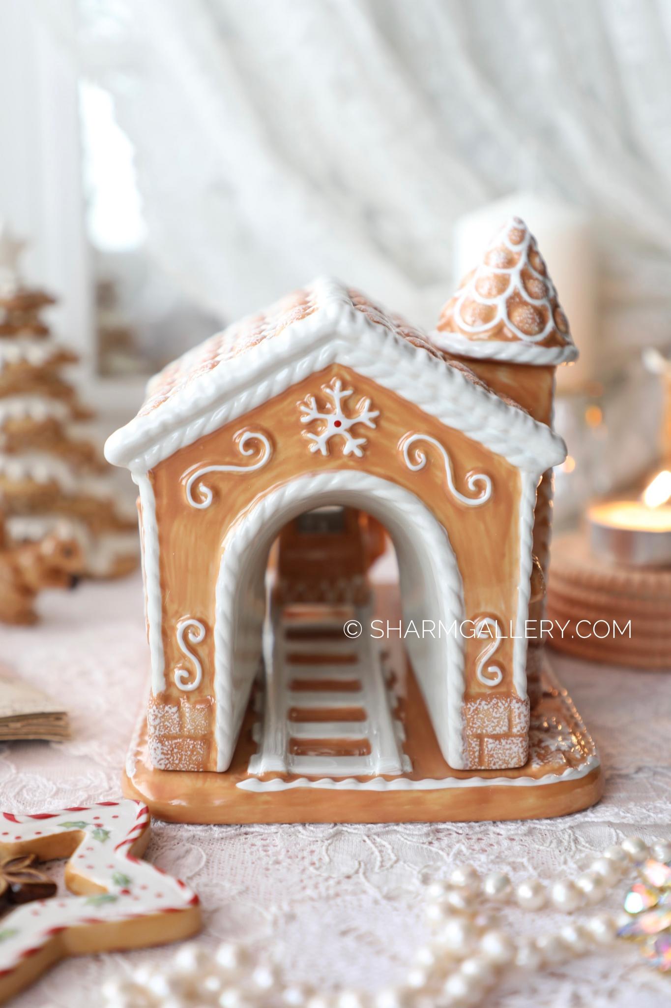 "Пряничный домик подсвечник с паровозиком" Winter Bakery decoration фарфор Villeroy and Boch Германия