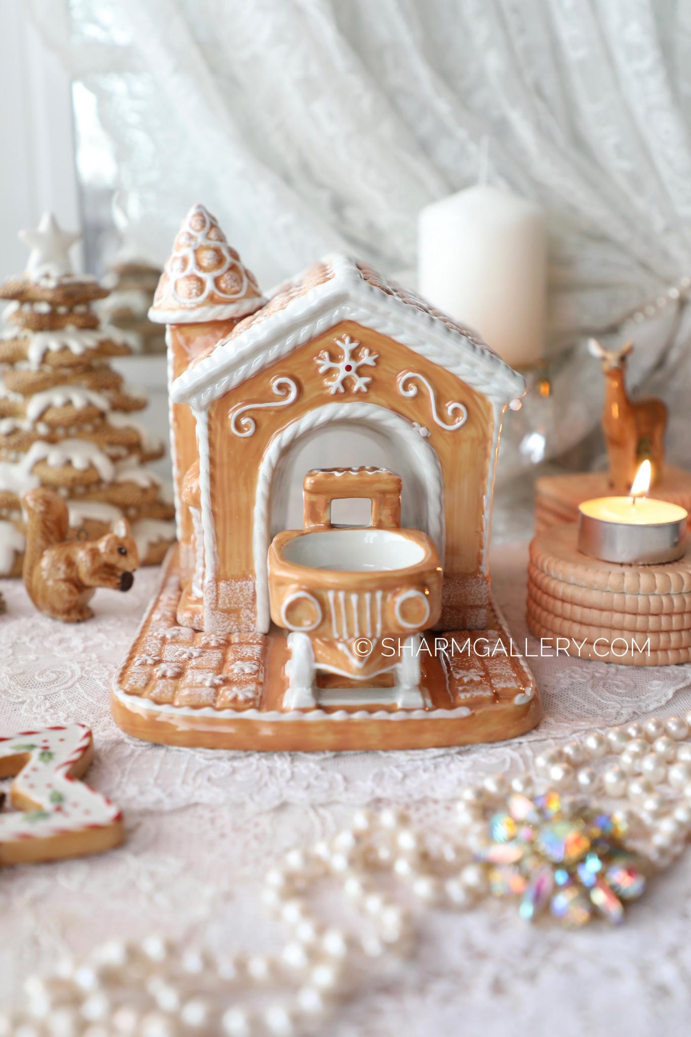 "Пряничный домик подсвечник с паровозиком" Winter Bakery decoration фарфор Villeroy and Boch Германия