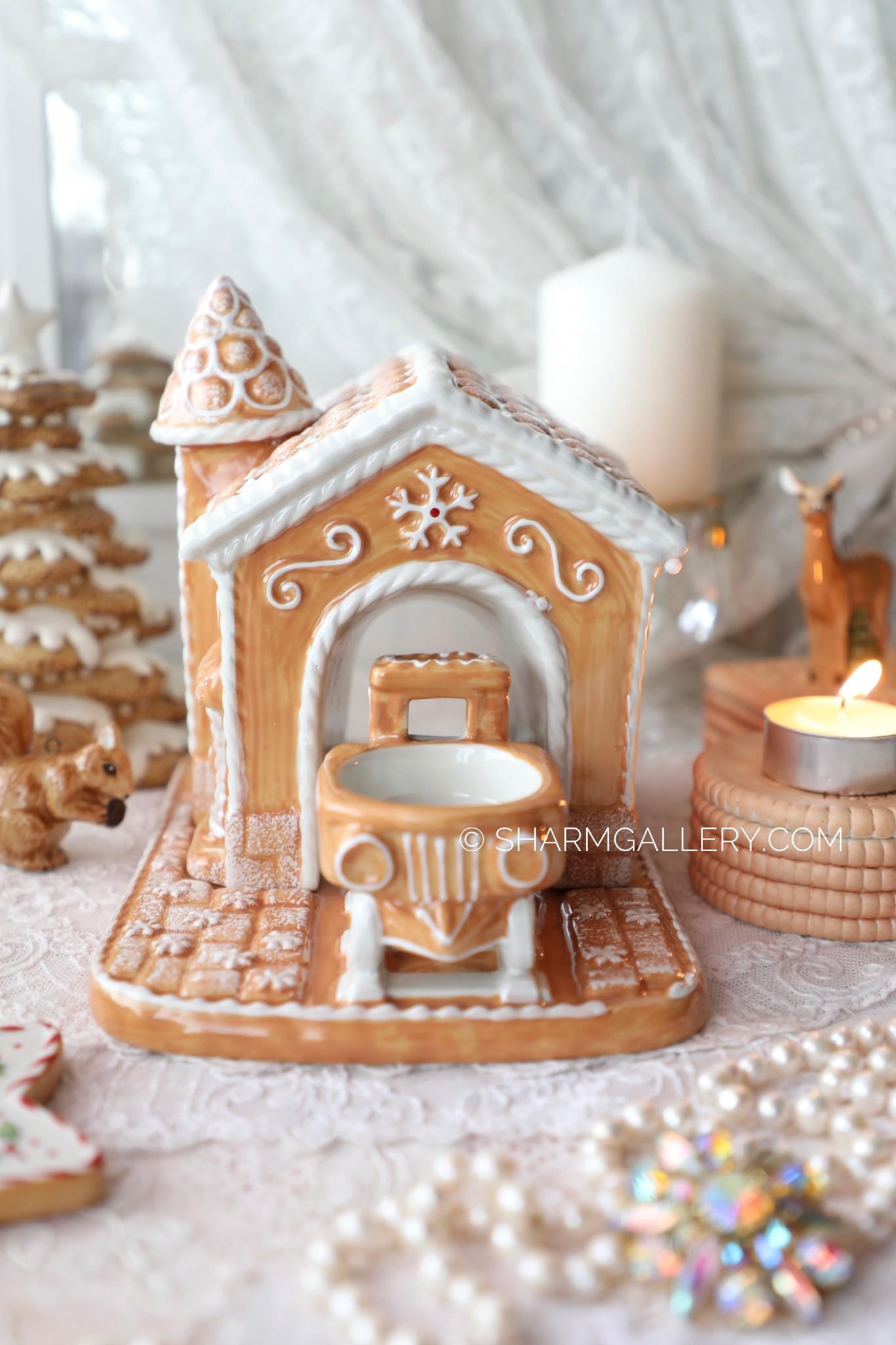 "Пряничный домик подсвечник с паровозиком" Winter Bakery decoration фарфор Villeroy and Boch Германия