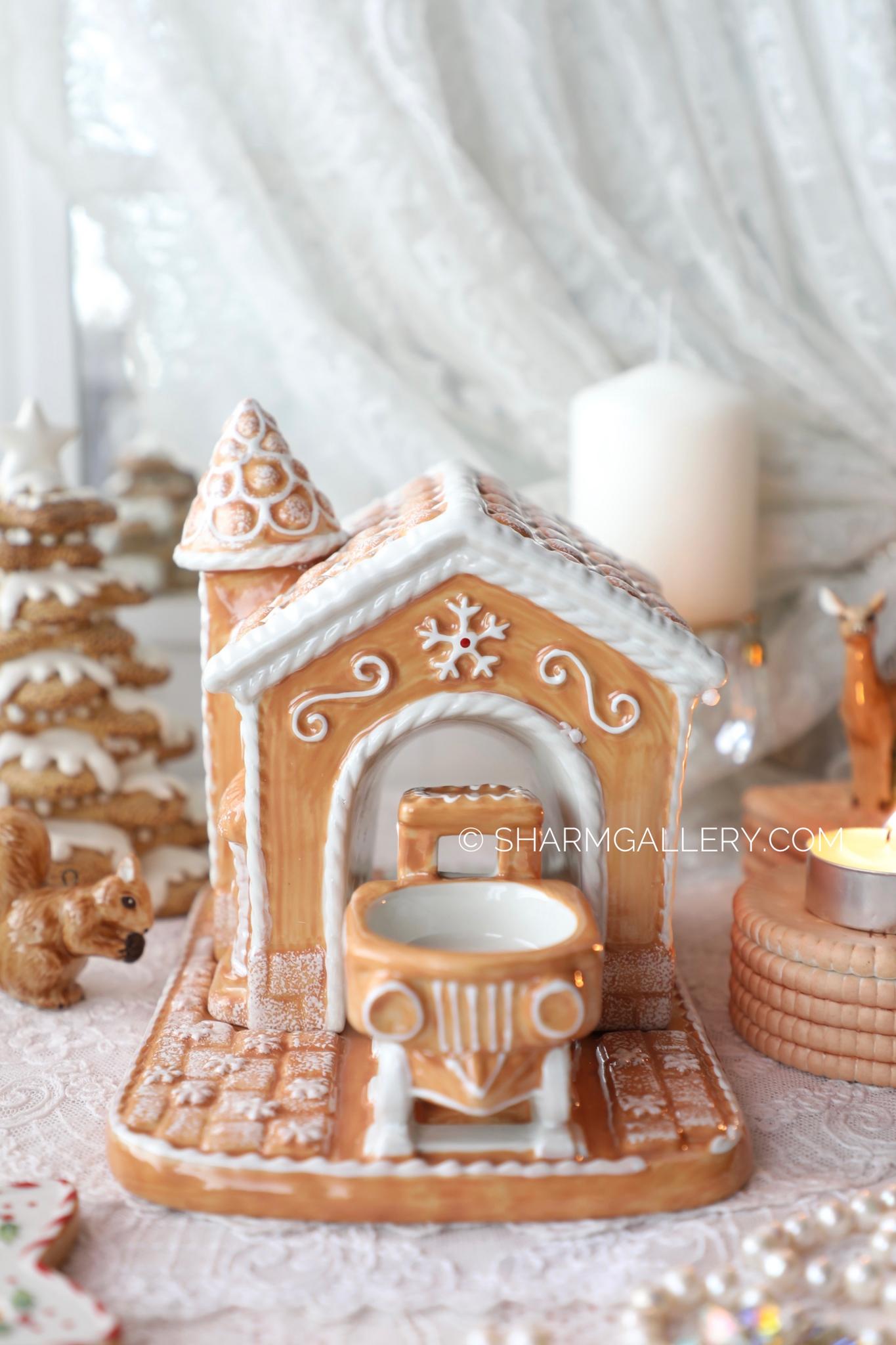 "Пряничный домик подсвечник с паровозиком" Winter Bakery decoration фарфор Villeroy and Boch Германия