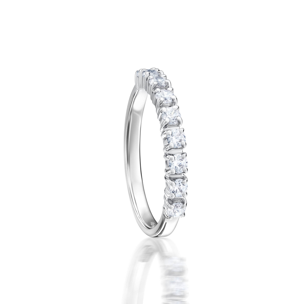 Обручальное кольцо с крапановой "дорожкой" из 9 камней (бриллианты или муассаниты)