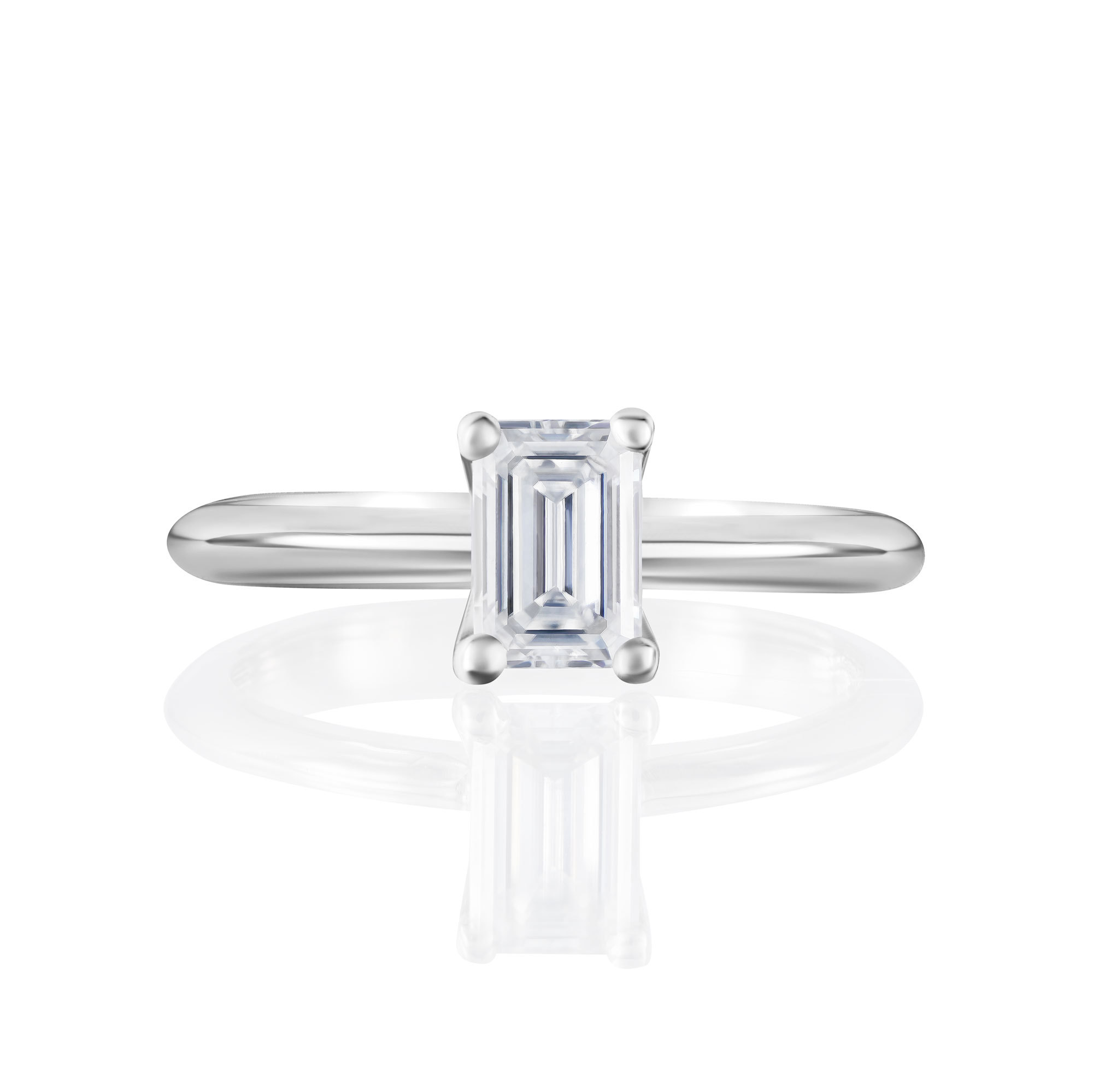 Помолвочное кольцо с камнем огранки "багет" (муассанит / бриллиант)