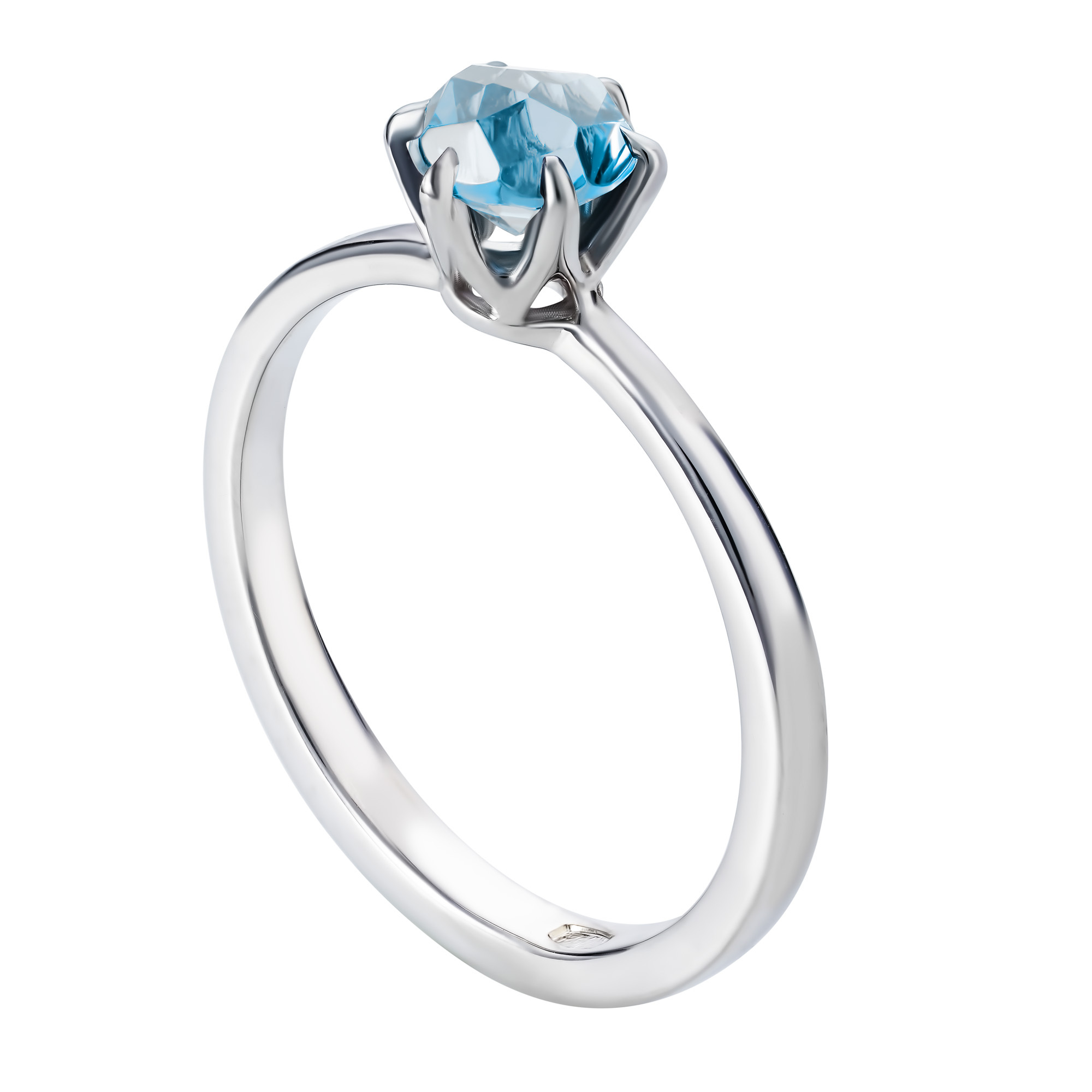 Помолвочное кольцо с голубым топазом