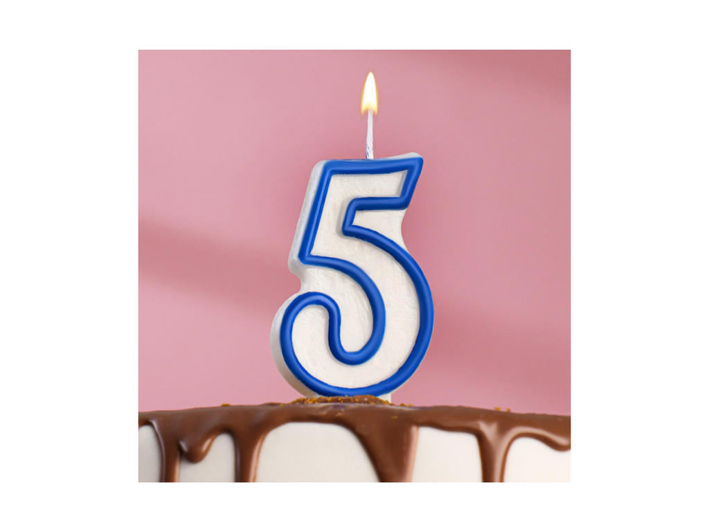 Свеча Цветной ободок цифра "5", 7 см