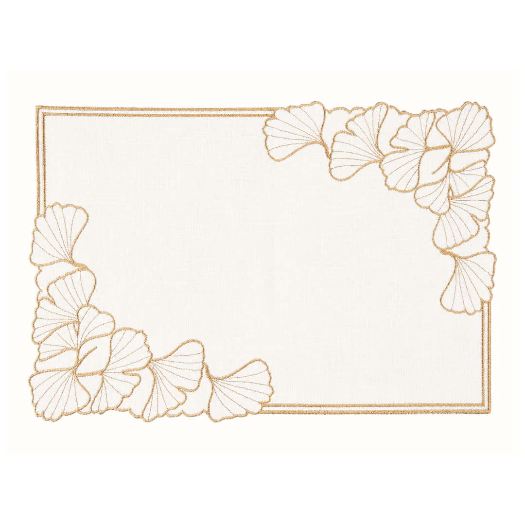 GINGKO плейсмат 50*35 см (avorio-gold), BORGO delle Tovaglie