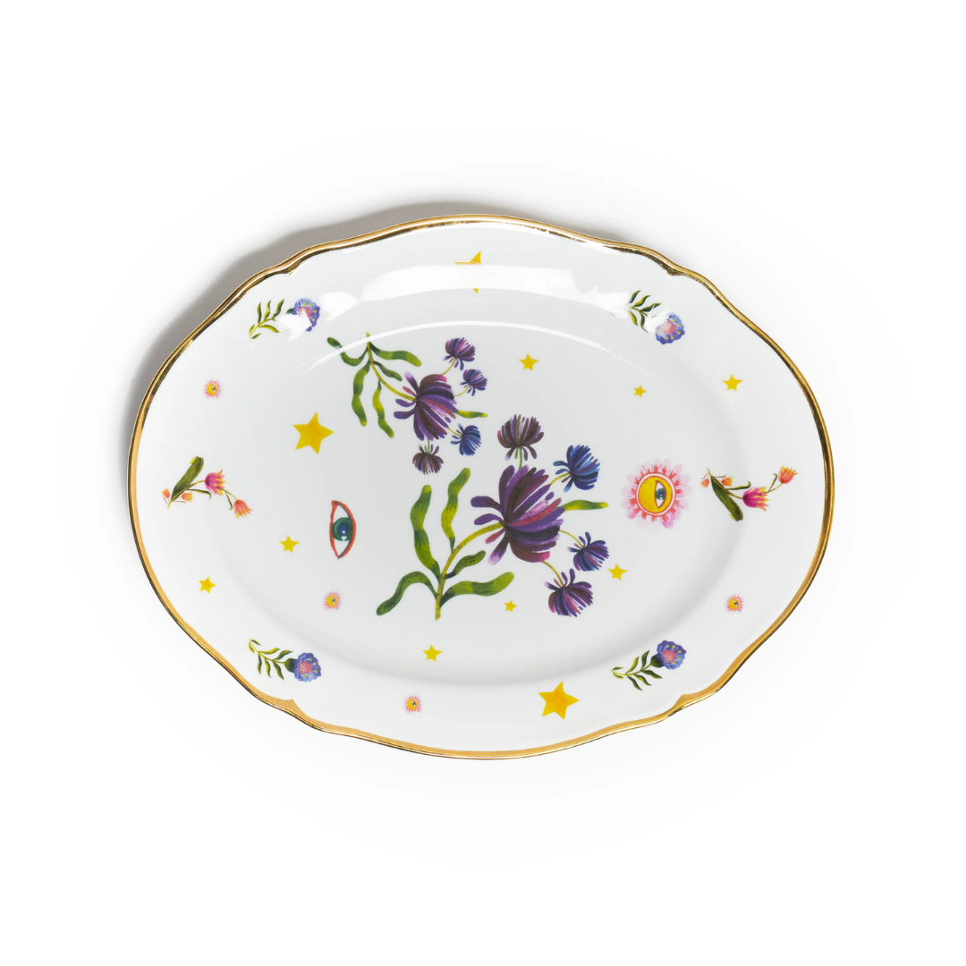 FLORAL DECAL Овальная тарелка 34 см; BITOSSI