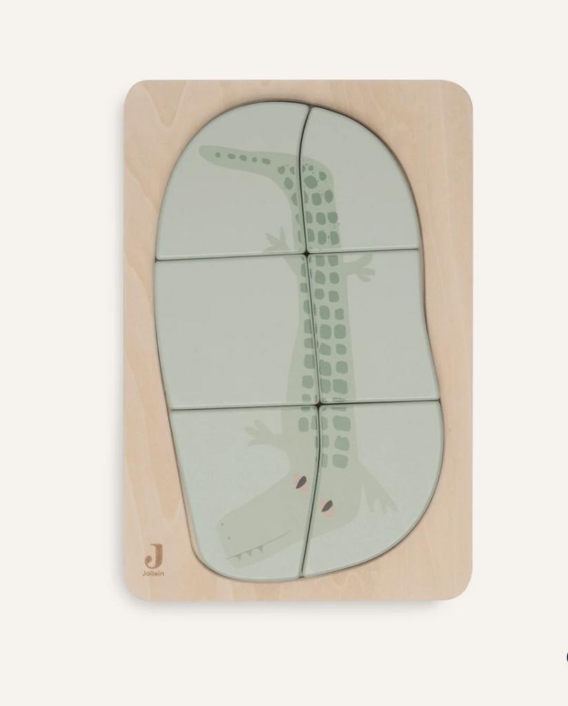Puzzle din lemn Jollein - Jungle Jumbo Crocodil