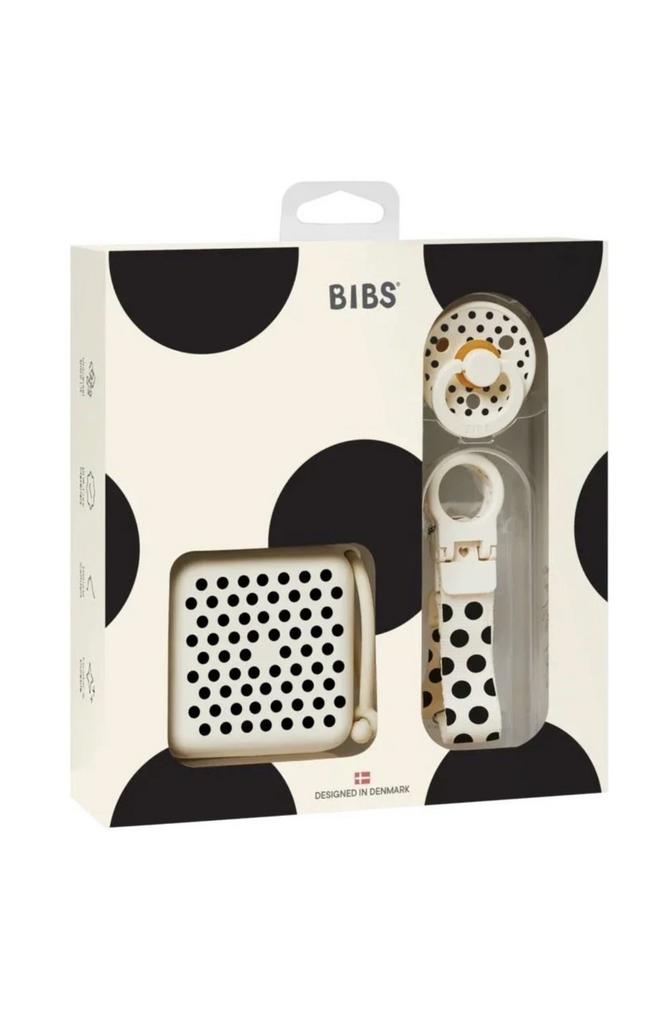 Set cadou BIBS Soothe & Go Polka – Ivory/Black