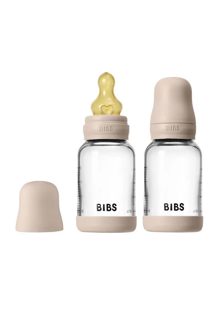 Set 2 biberoane din sticlă Bibs Blush cu tetina din latex flux lent, 120 ml