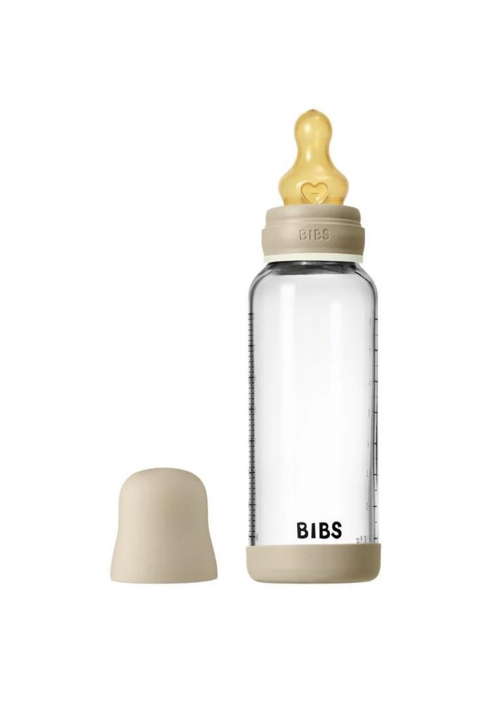 Biberon din sticlă Bibs fosforescent, tetina latex cu flux mediu, 240 ml