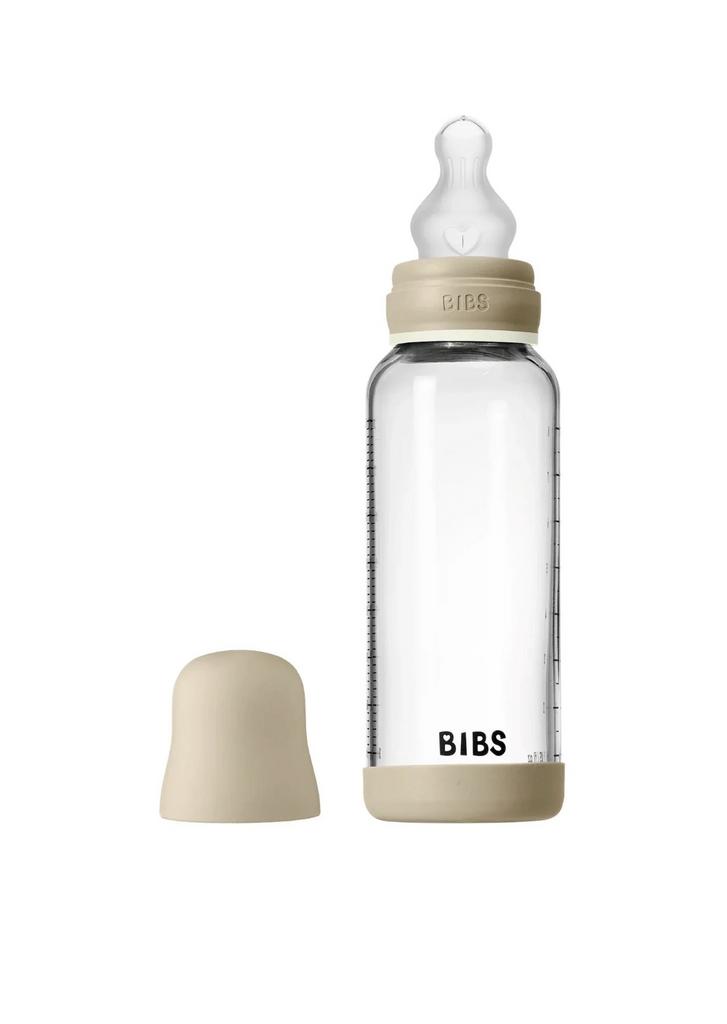 Biberon din sticlă Bibs fosforescent, tetina silicon cu flux mediu, 240 ml