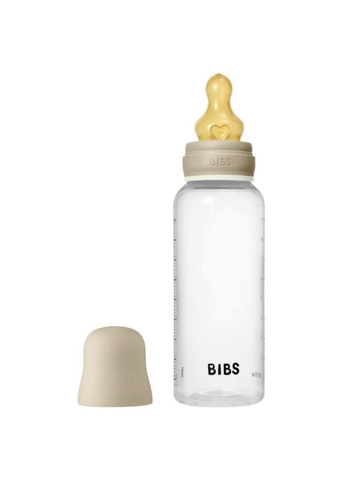 Biberon din plastic fosforescent Bibs, tetina latex cu flux mediu, 270 ml