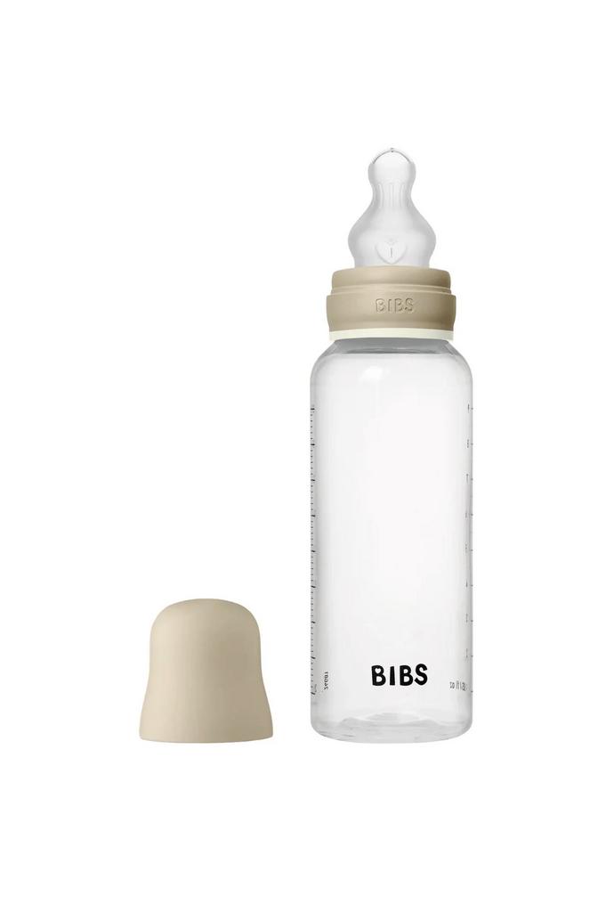Biberon din plastic fosforescent Bibs, tetina silicon cu flux mediu, 270 ml
