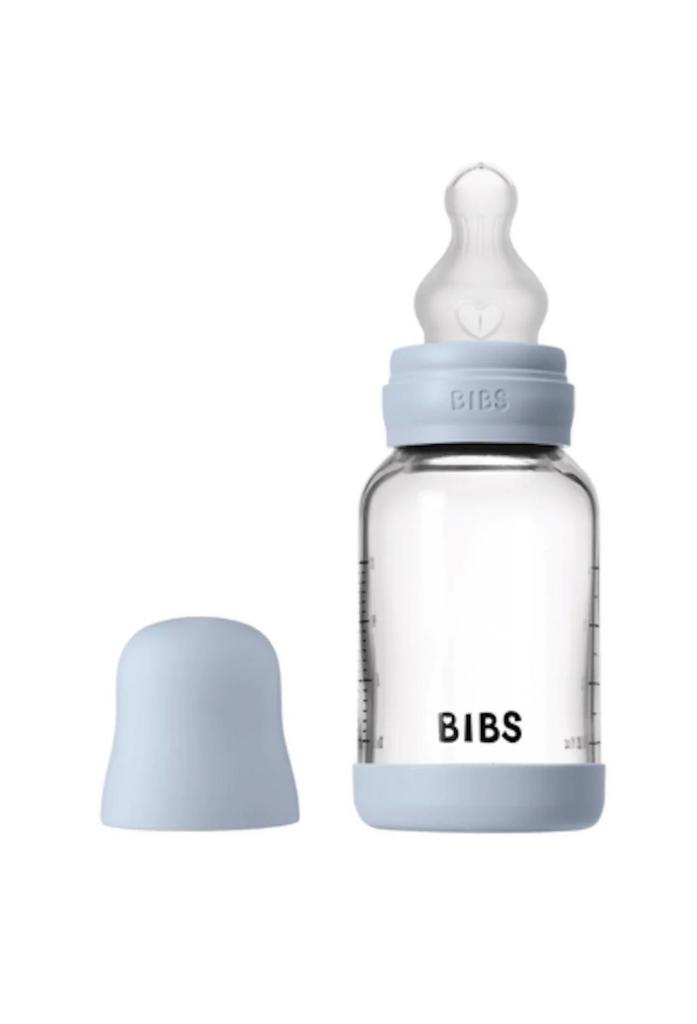 Biberon din sticlă Bibs Baby Blue, tetina silicon cu flux lent, 120 ml