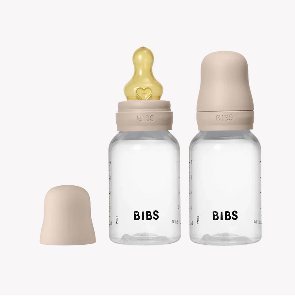 Set 2 biberoane din plastic BIBS Blush cu tetina din latex flux lent, 150 ml