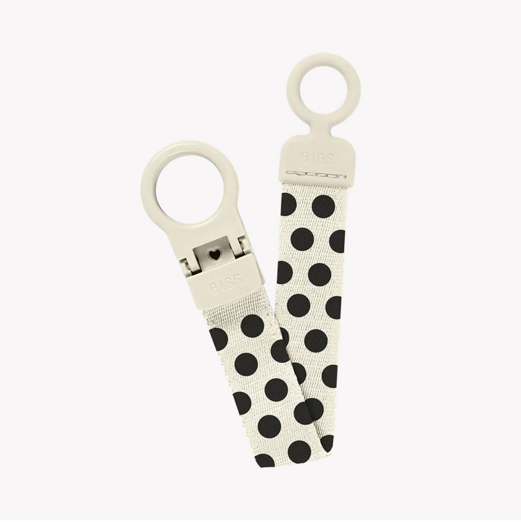 Clip pentru suzetă BIBS Loop Polka dot Ivory/Black