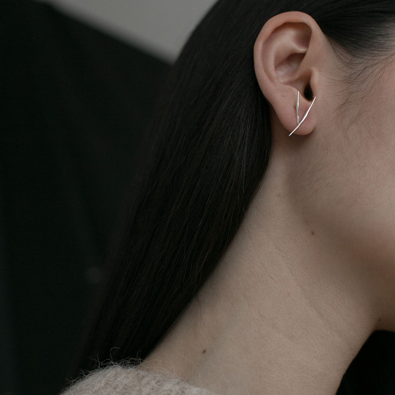 Серьги травинки маленькие, серебро 925