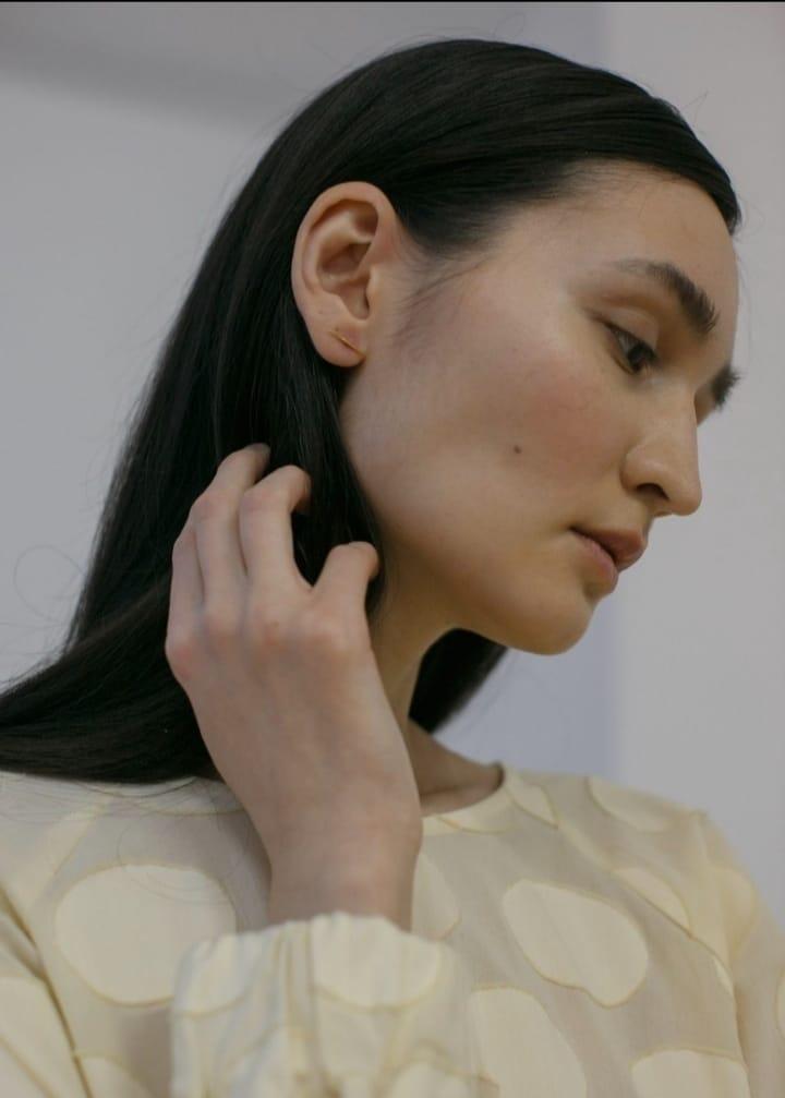 Серьги травинки маленькие , серебро+позолота