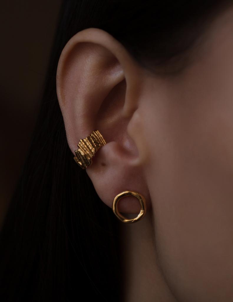 Кафф «Фрагменты ракушек»,  серебро 925, позолота