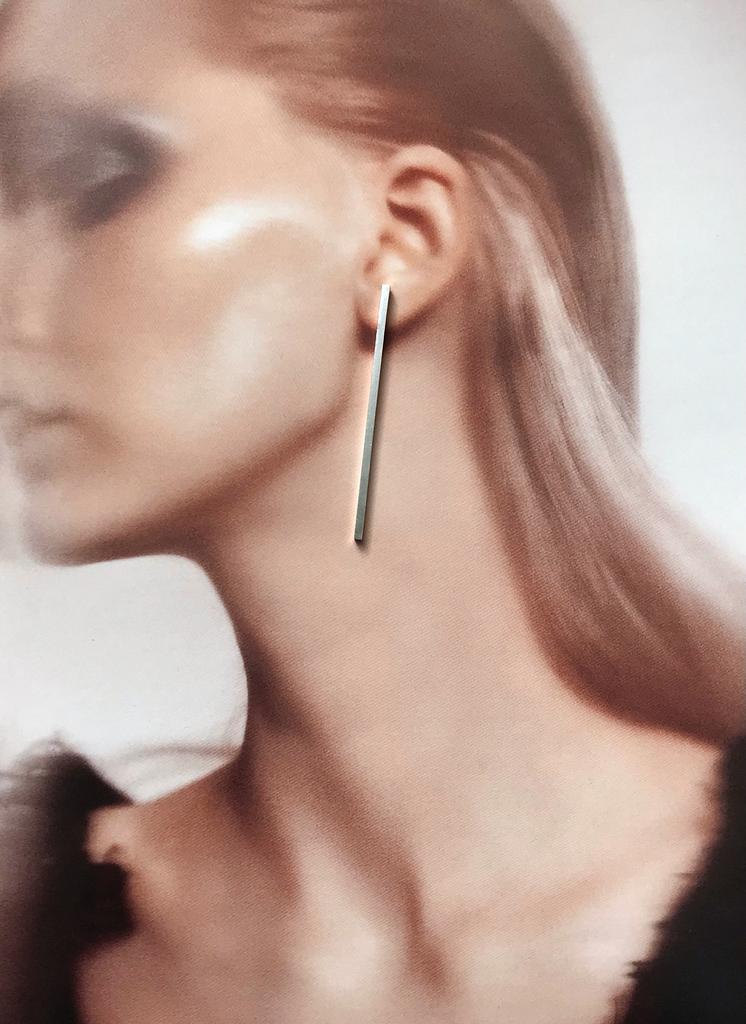 Моносерьга №14 длинная прямая, серебро 925