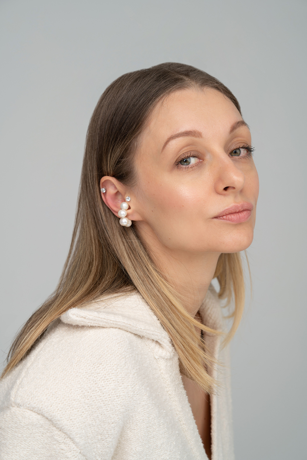 Кафф белый жемчуг большой