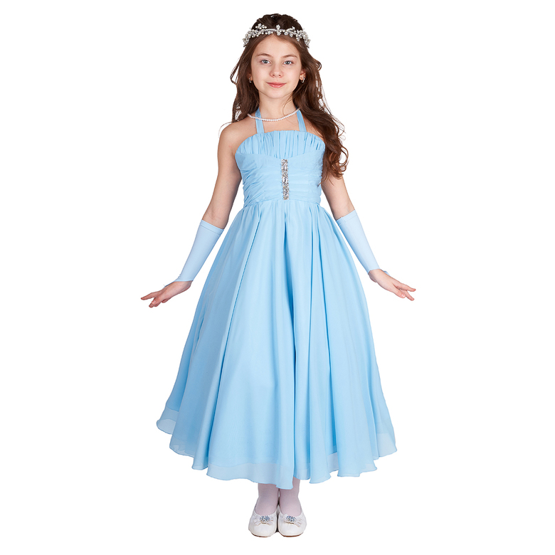 ПЛАТЬЕ ГОЛУБОЕ С КАМЕШКАМИ ШИФОН