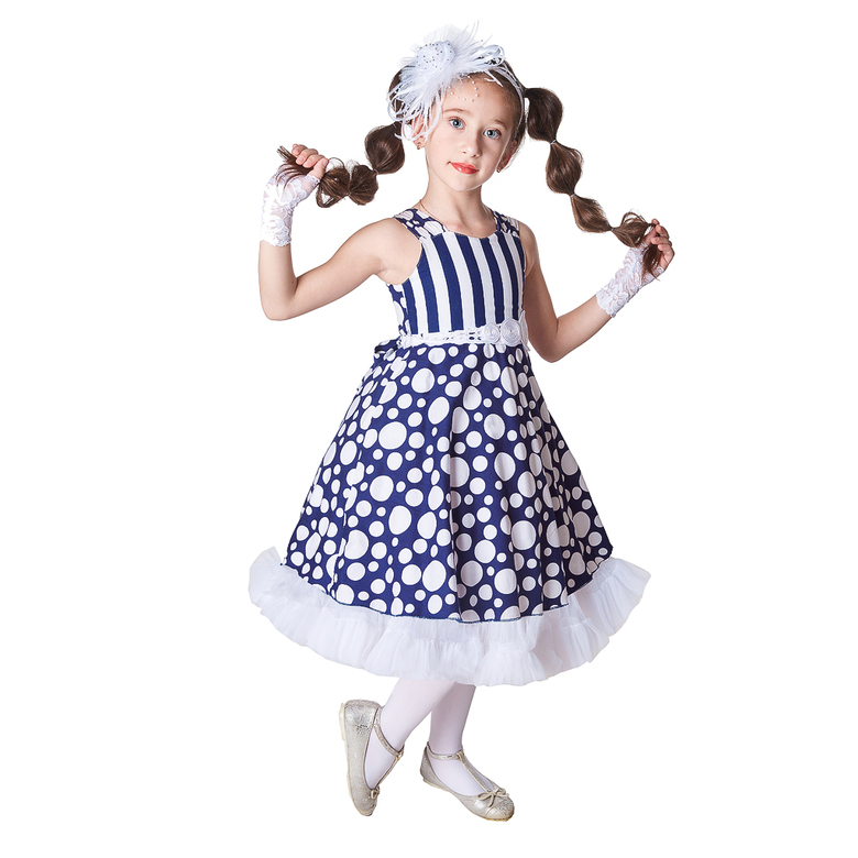 ПЛАТЬЕ СИНЕЕ В БЕЛЫЙ ГОРОШЕК