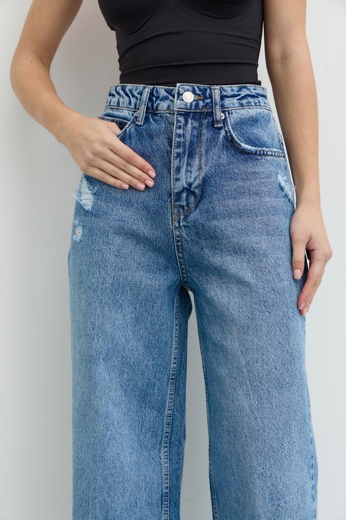 ДЖИНСИ ПАЛАЦЦО З ПОТЕРТОСТЯМИ