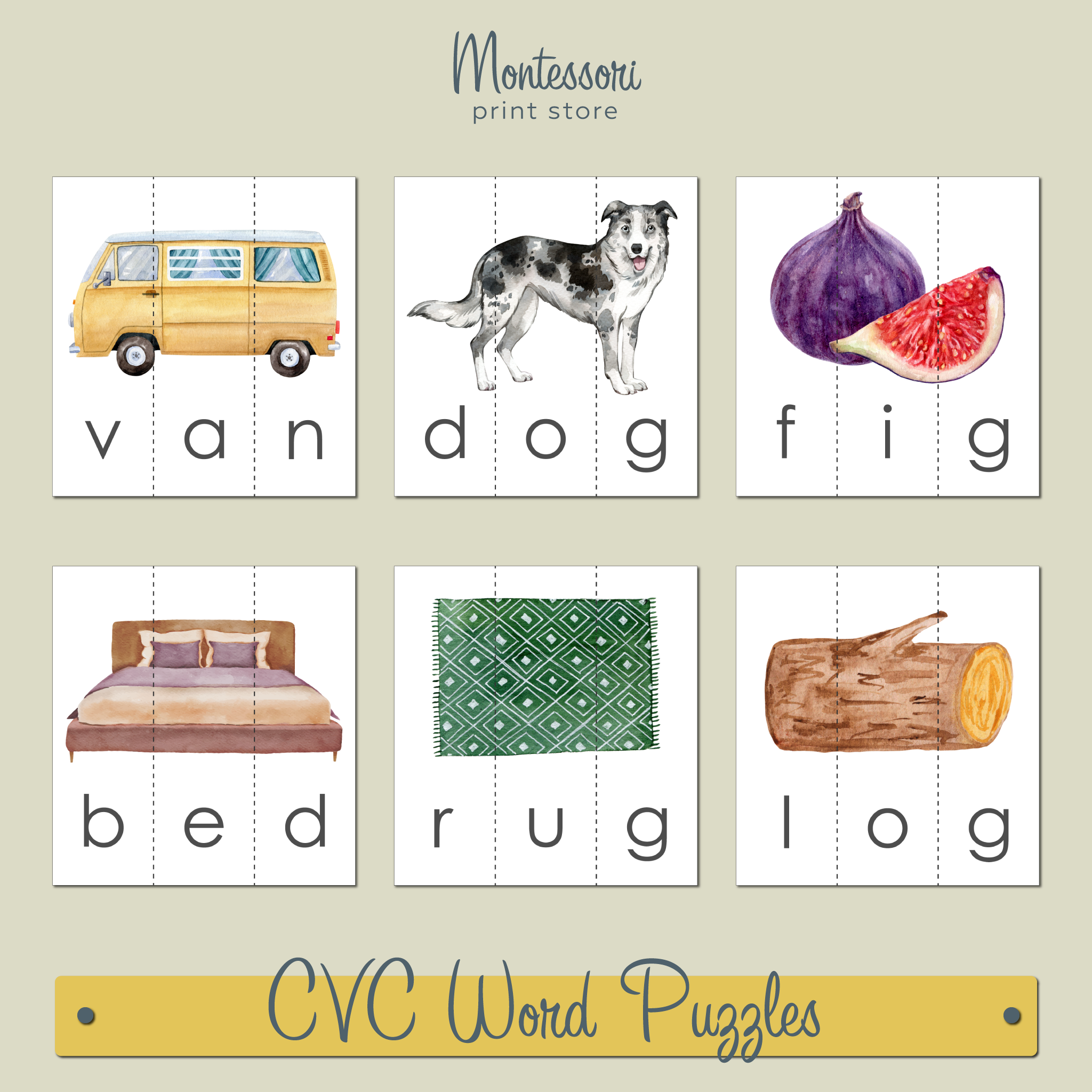 MONTESSORI PINK SERIES - CVC WORD PUZZLES (PRINT)