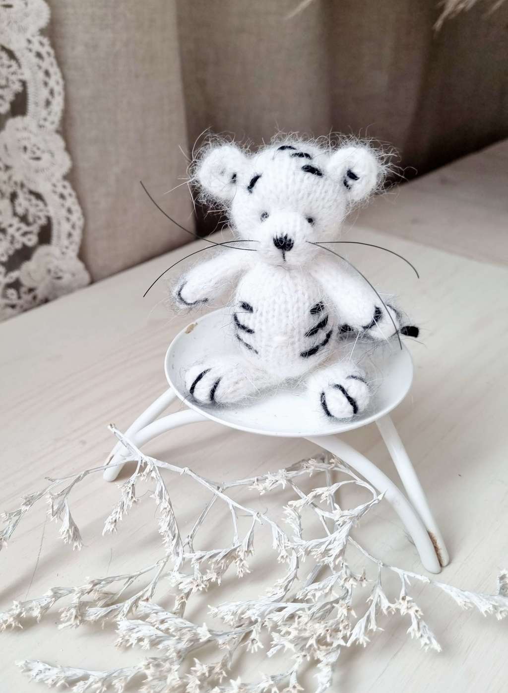 Plush toy white tiger 10cm