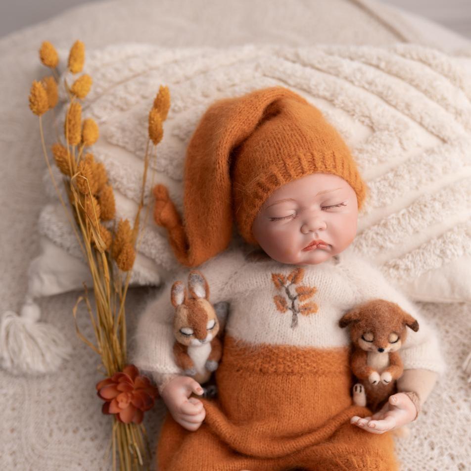 Overalls short feet and long sleeves buckwheat and embroidery