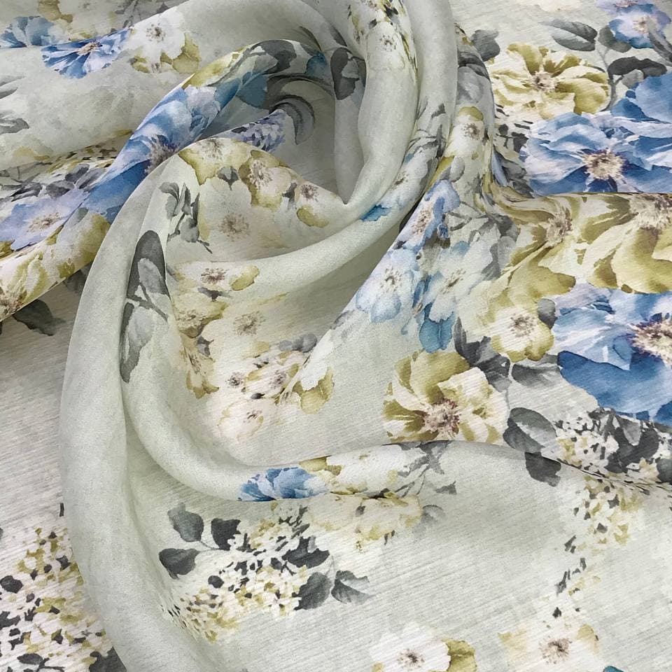 Шелковый шифон Ung@ro фон пастельный фисташковый