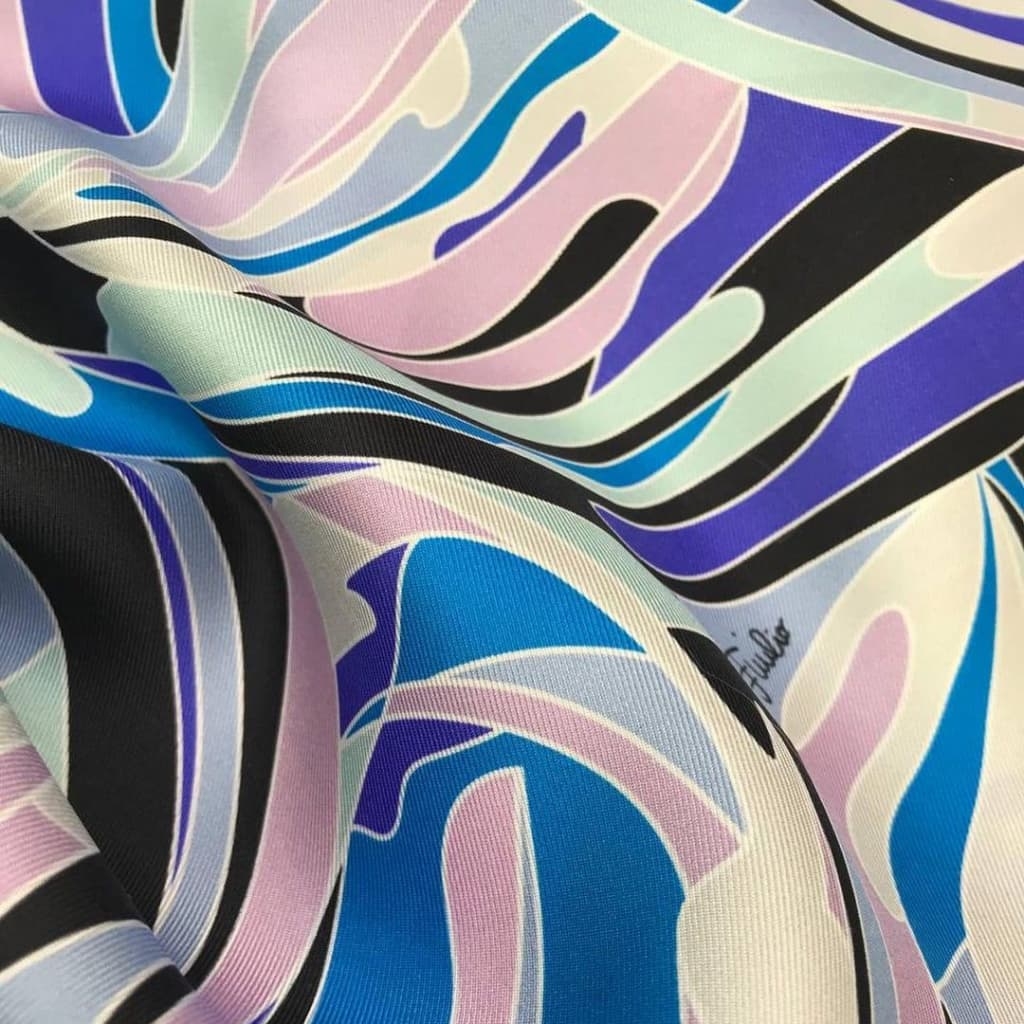 Шелк твилл оригинал Pucci с геометрическим рисунком фиолетовый/розовый/черный