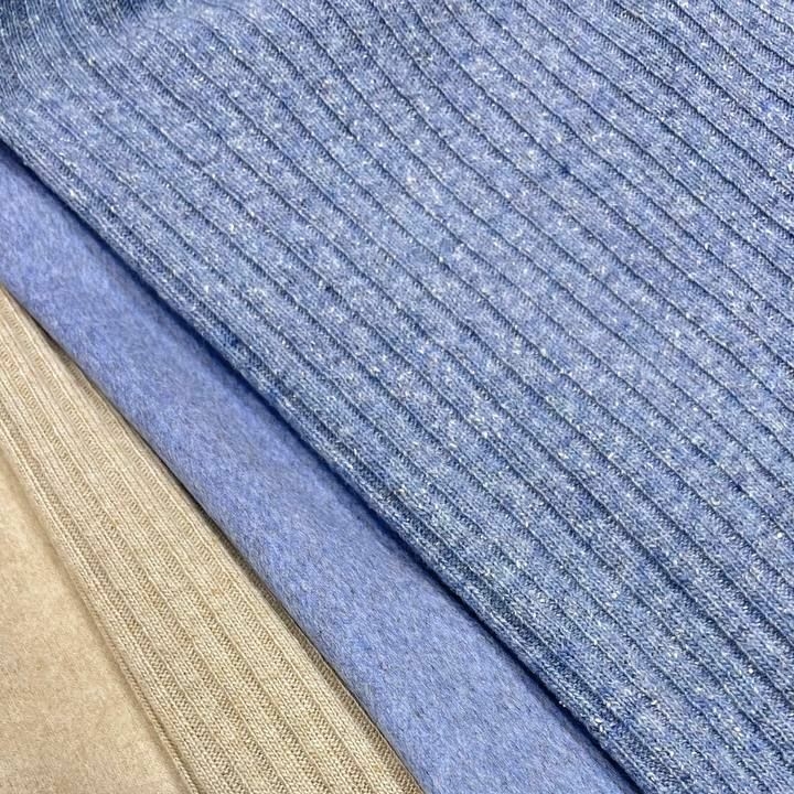 Трикотажное полотно голубого/меланж цвета