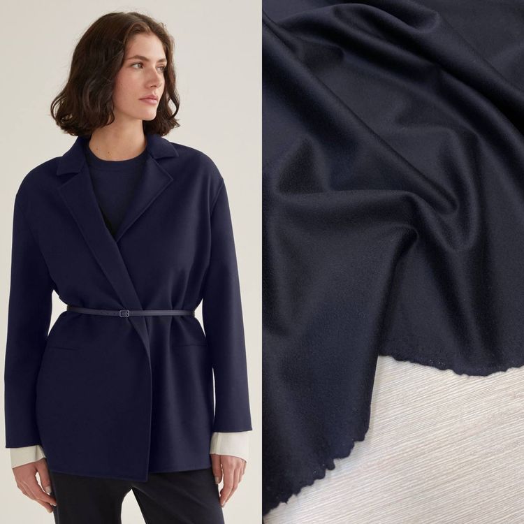 Пальтовая шерсть с кашемиром Pi@cenza темно синий