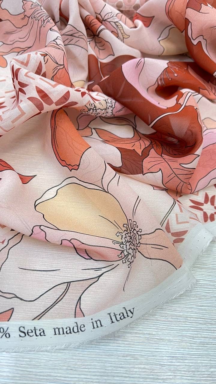 2,8м Шифон-жоржет шелковый Zim.merman теплые осенние оттенки