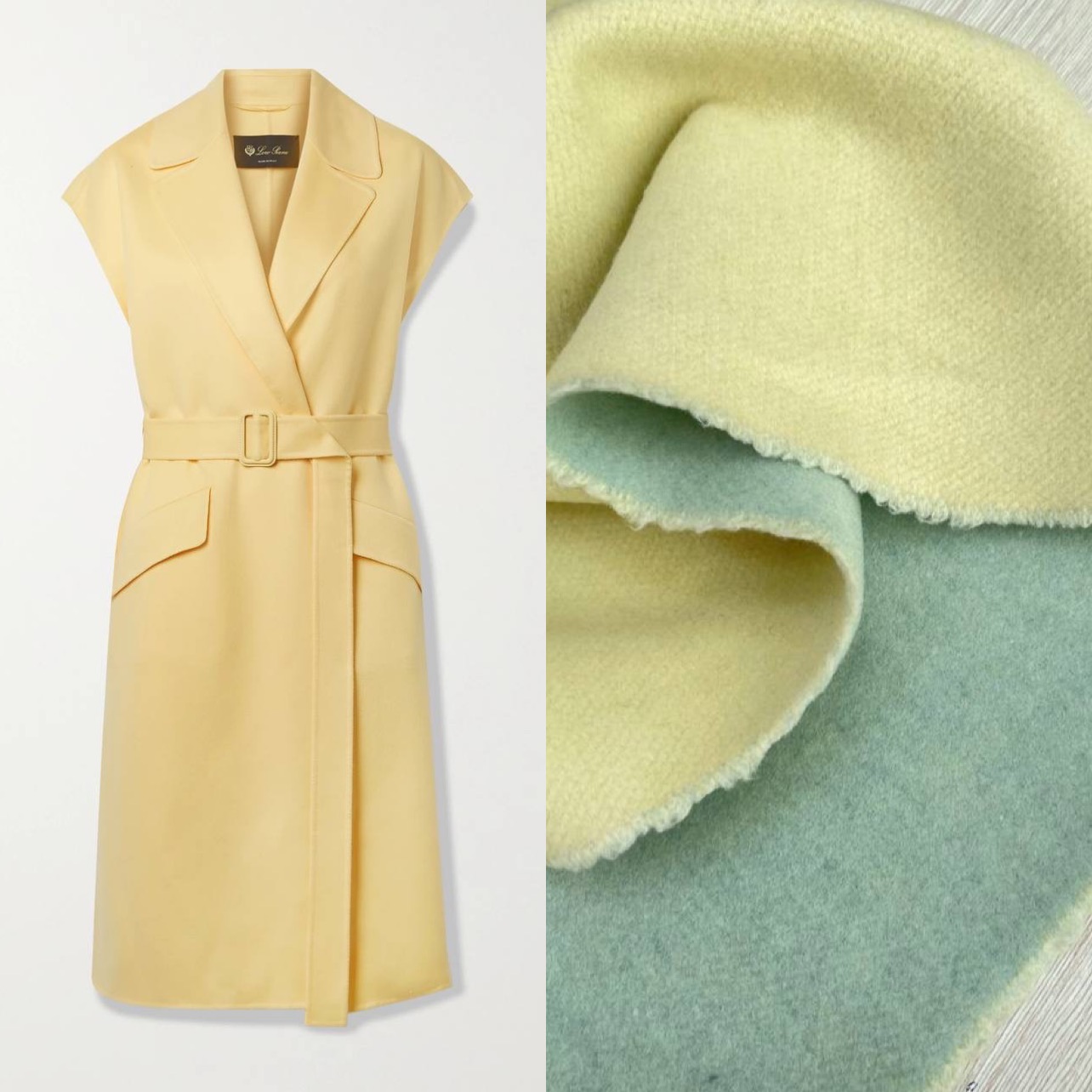 3,5м Пальтовый кашемир double L0ro Pi@na пастельно-желтый/мятный