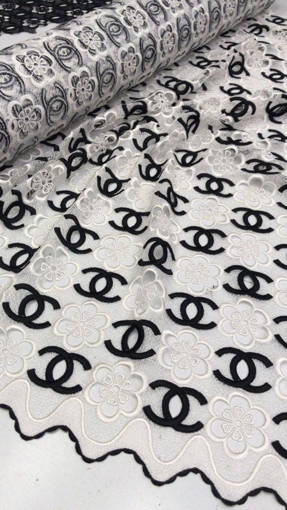 1,65м Кружево французское из вискозы эксклюзив Ch@nel молочный с черным