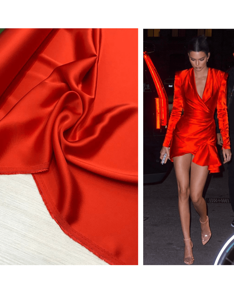 3.8м Костюмный двусторонний вискозный атлас кирпичного цвета