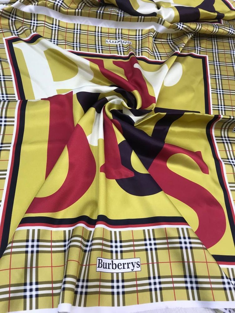 2,7м Платок шелк твилл оригинал Burberry в клетку