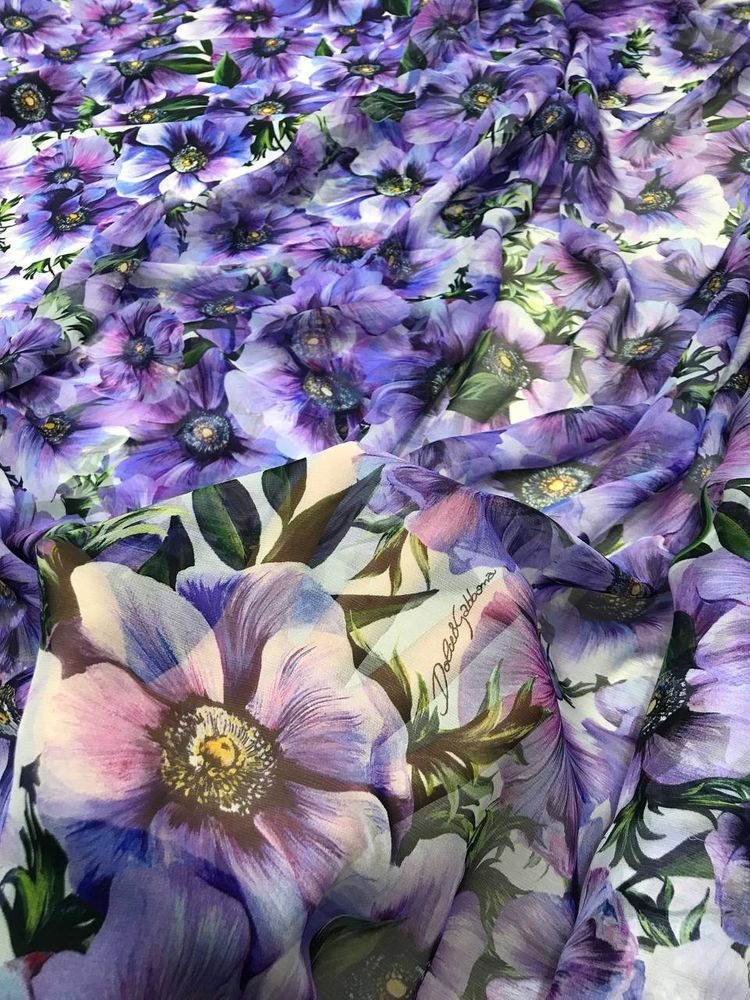 2,4м Шелковый шифон оригинал DG оттенки фиолетового