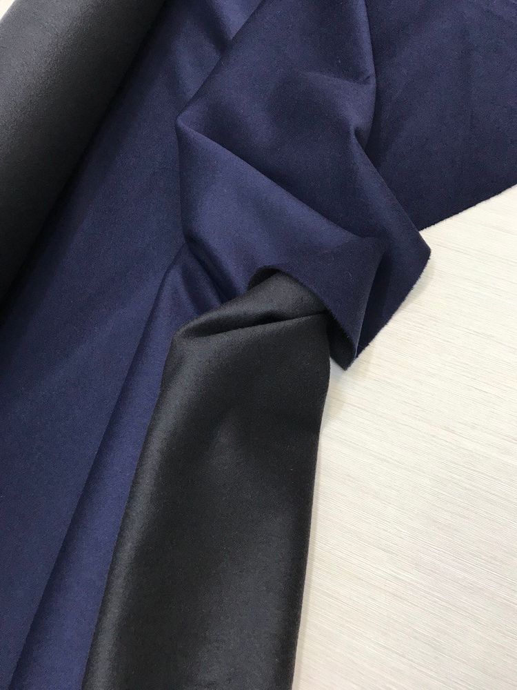 Пальтовый double двухсторонний cashmere L0ro Pi@no мокрый асфальт/синий «темная ночь»