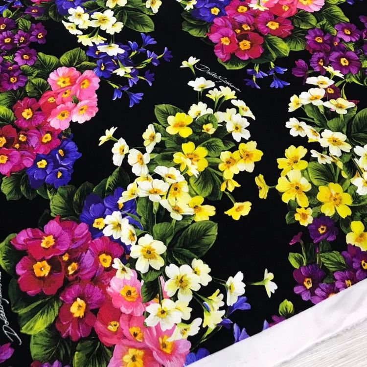 3,17м Хлопок поплин оригинал DG фон черный с цветочным принтом