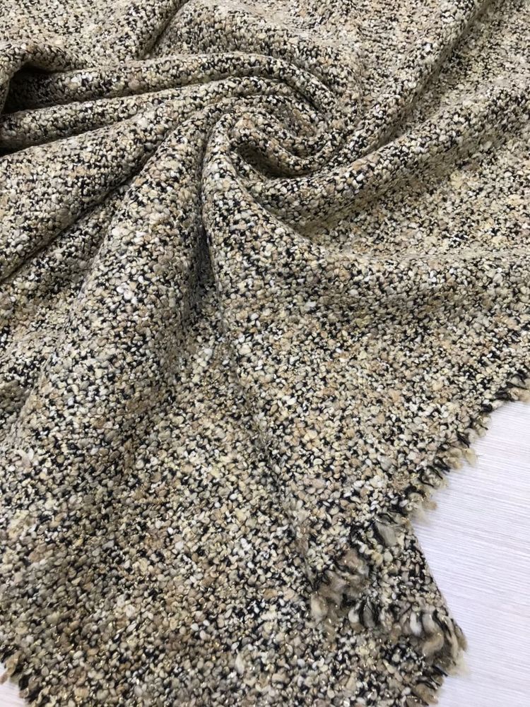 3,2m Твид шерстяной с люрексом оригинал Ch@nel бежевый/черный/золотой