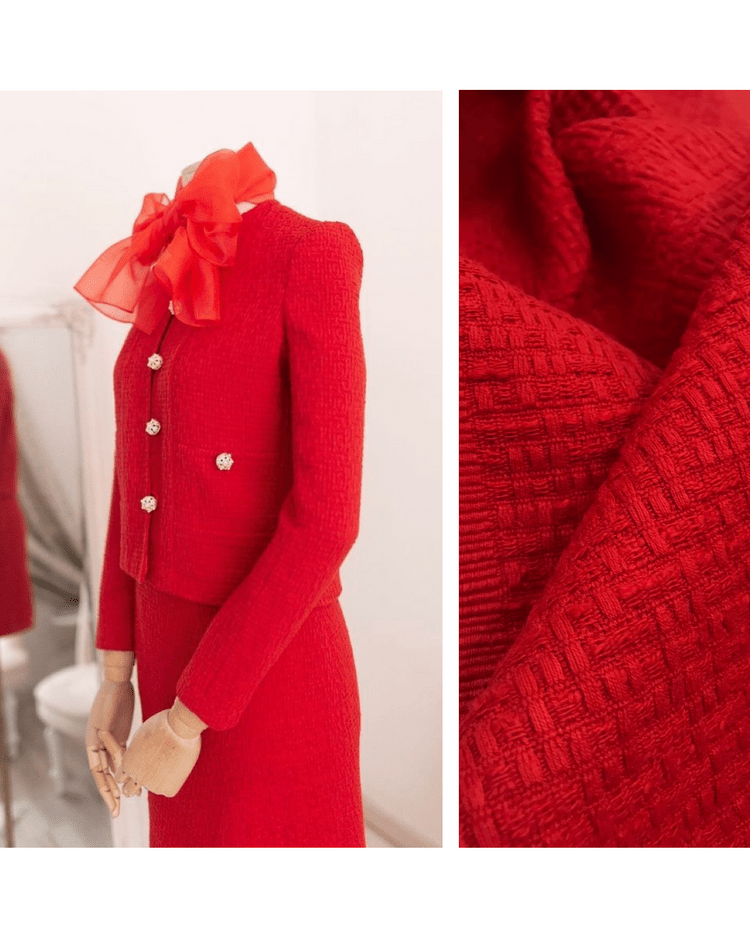 2,55м Твид хлопковый оригинал V@lent.no классический красный