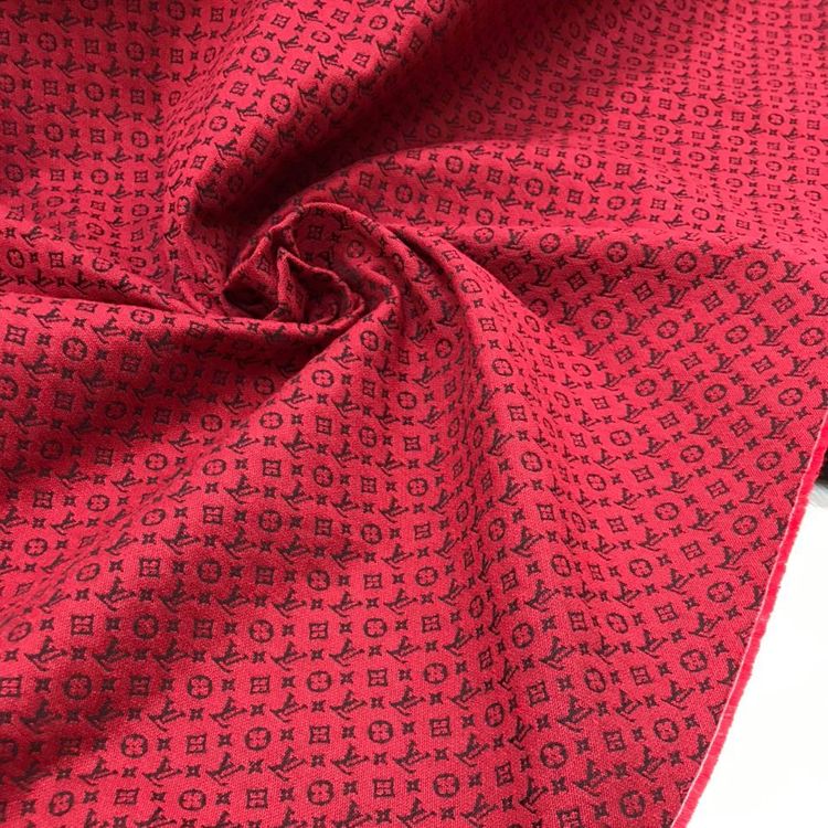 Хлопковый жаккард оригинал LV красно-черный с лого