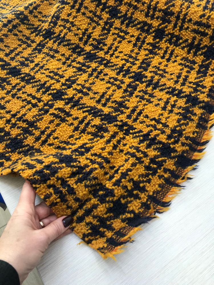 3,25м Шерстяное букле в клетку тартан Marni цвета охра с темно-синим