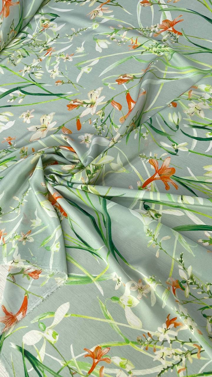 3,5m Шелковый крепдешин нежная зелень