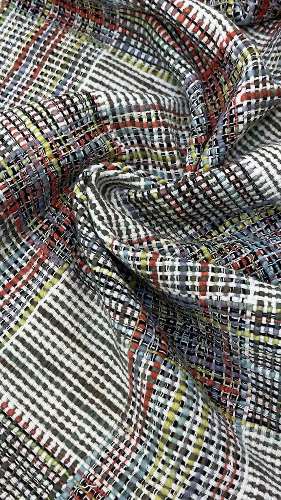 Твид хлопковый в клетку меланж multicolore