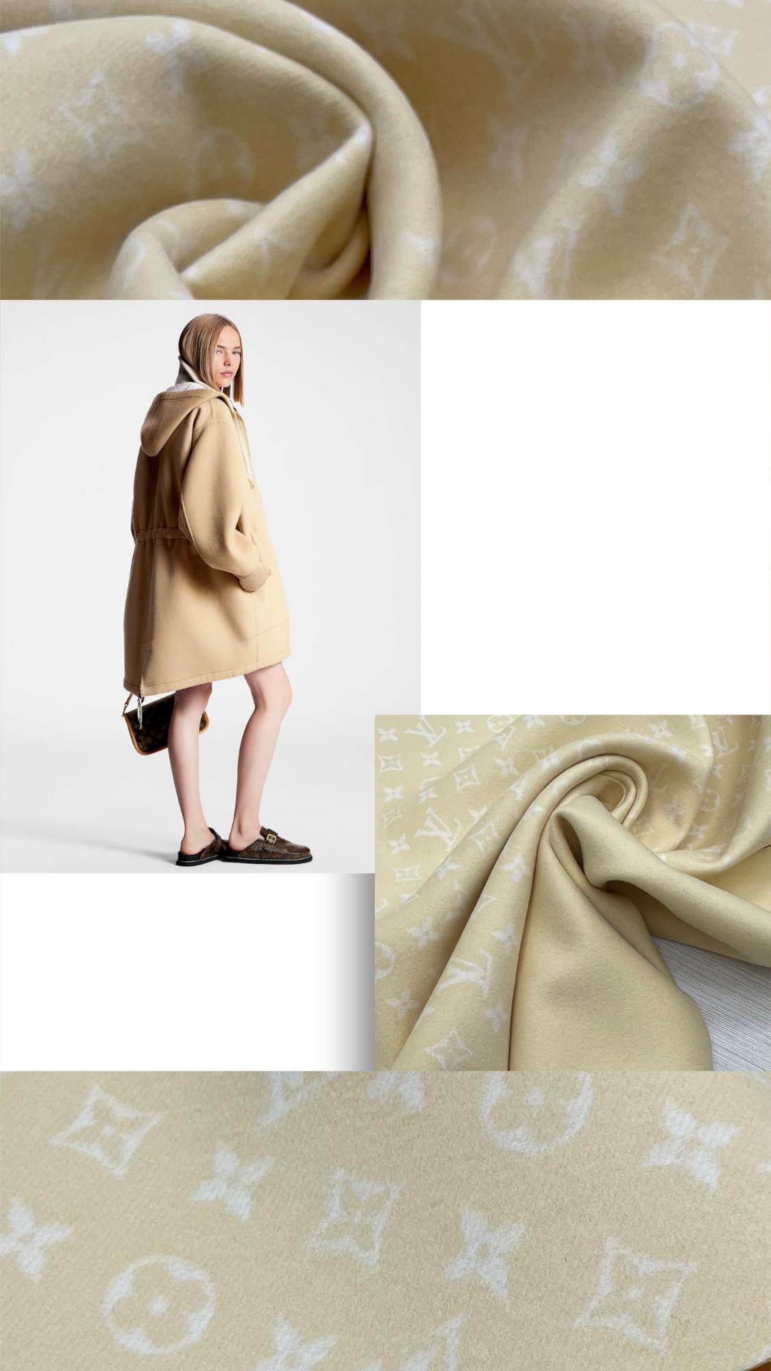 Пальтовый двухслойный кашемир оригинал LV сливочного цвета